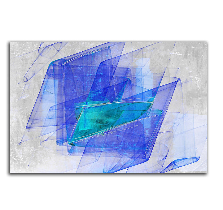Paul Sinus Art Abstrakte Bilder 60x80cm Abstrakt299 blau weiss türkis Muster Wellen Kunstdrucke auf