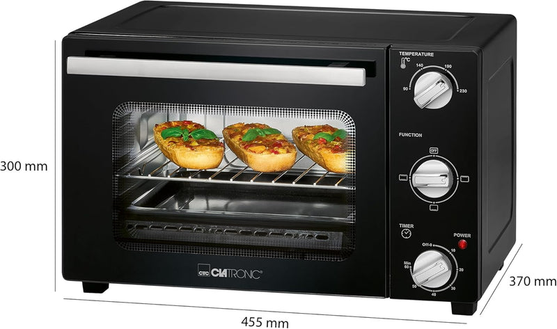 Clatronic MBG 3727 Multi-Backofen, 25 Liter Backraum, Umluft + Ober- und Unterhitze, Drehspiessfunkt