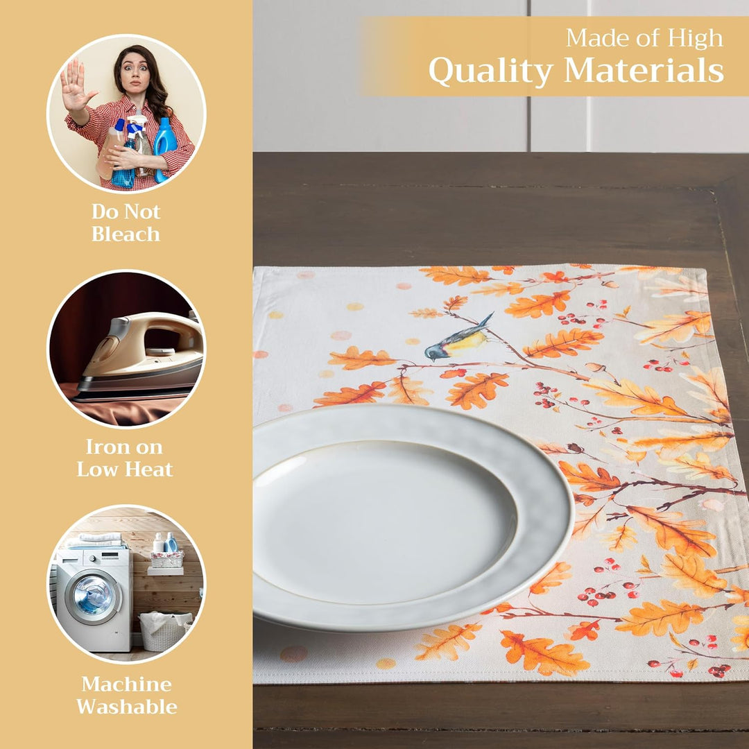 Maison d'Hermine Platzsets 4er-Set 100% Baumwolle waschbare Tischsets Wiederverwendbare Tischsets fü