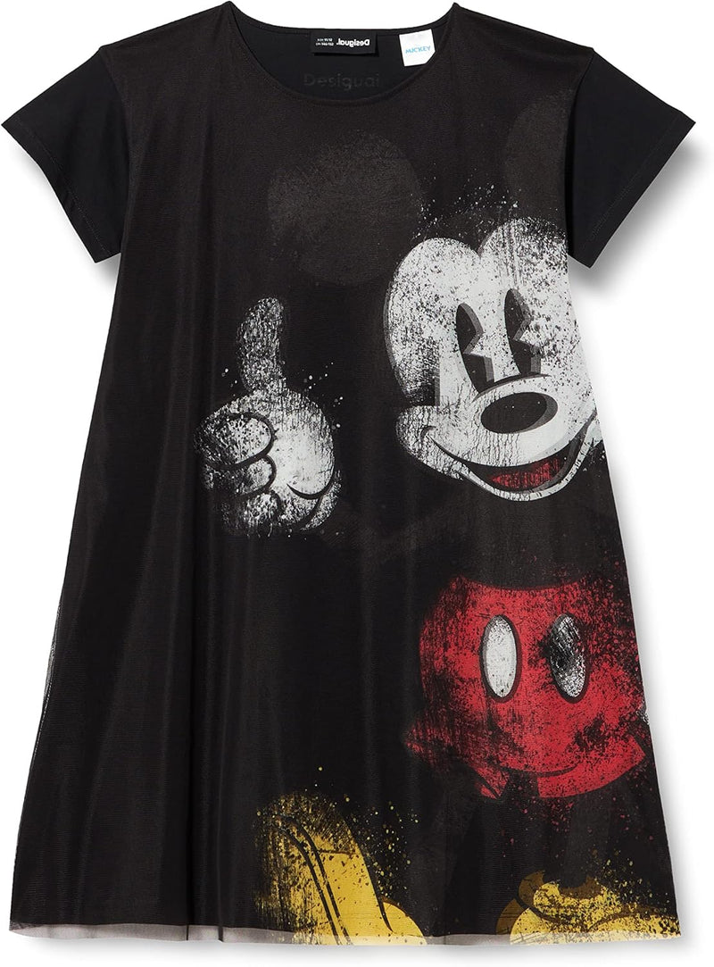 Desigual Mädchen Vest_ok Mickey Lässiges Kleid 5-6 Jahre Schwarz, 5-6 Jahre Schwarz