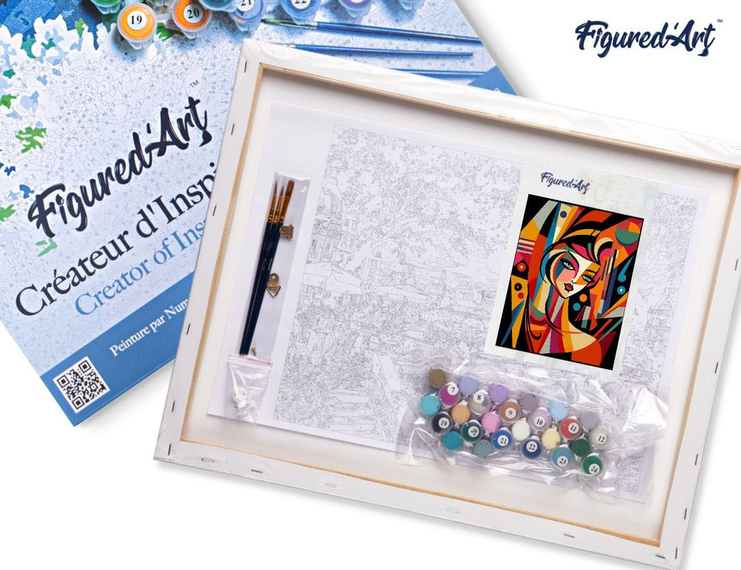Figured'Art Malen Nach Zahlen Erwachsene Mit Rahmen Abstrakte Frau im Picasso Stil - Paint by Number