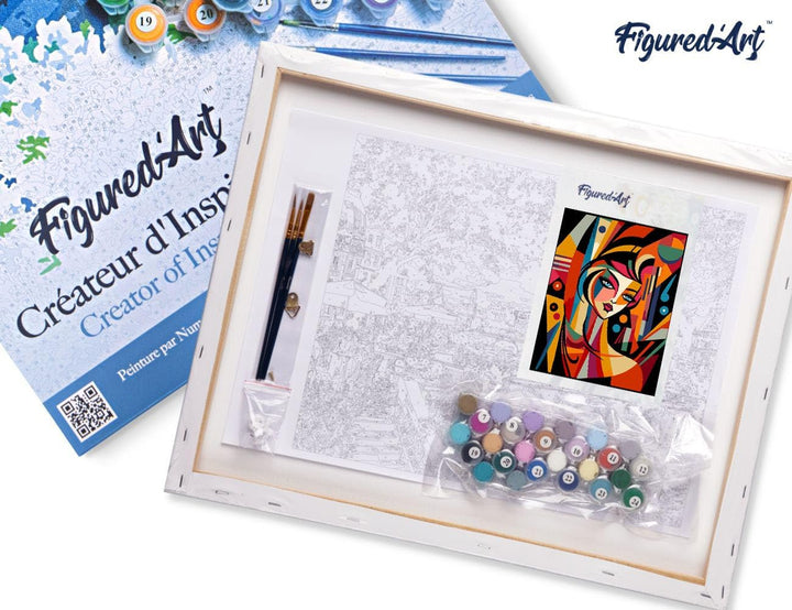 Figured'Art Malen Nach Zahlen Erwachsene Mit Rahmen Abstrakte Frau im Picasso Stil - Paint by Number