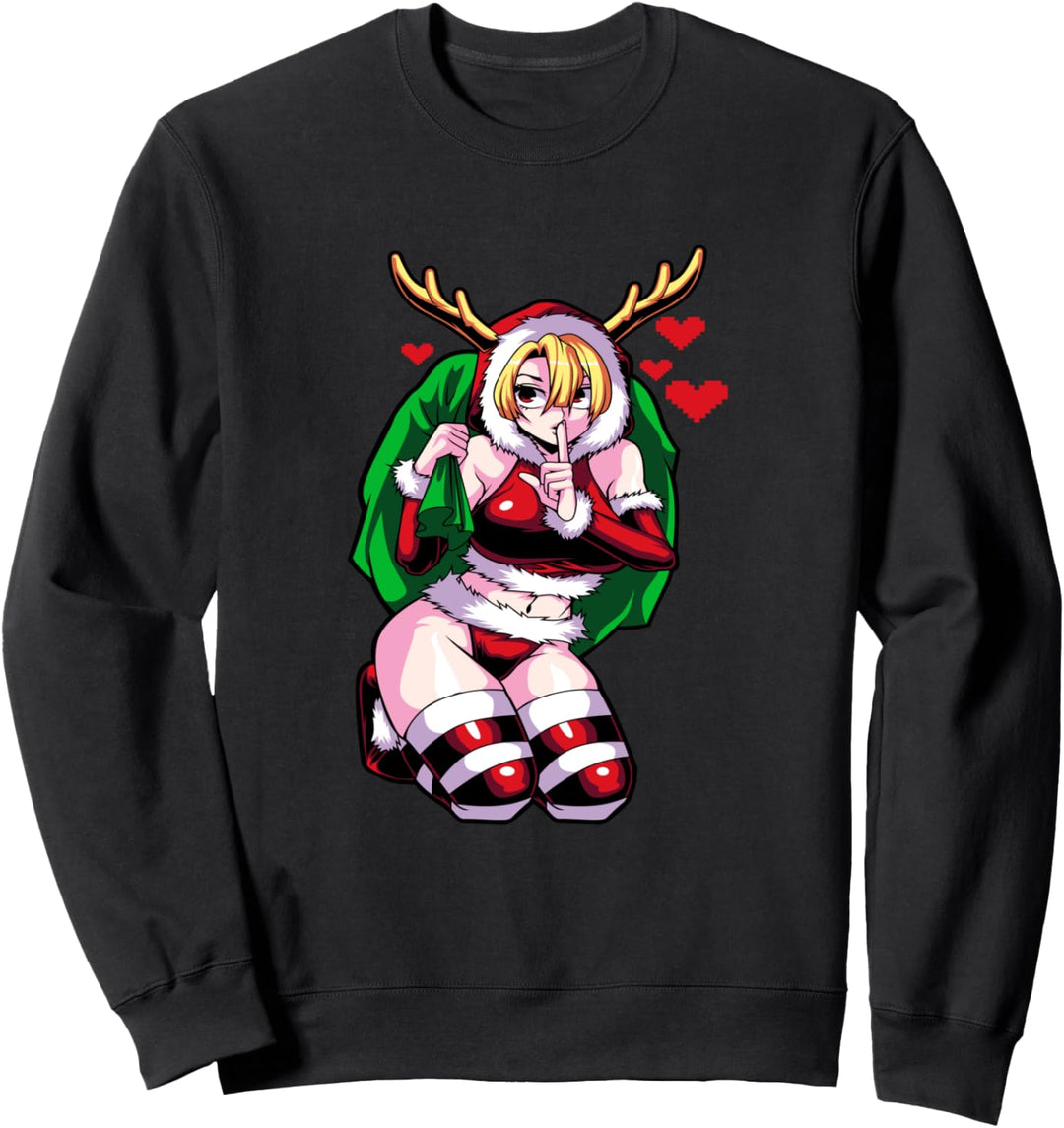 Sexy Anime Mädchen Im Weihnachtskostüm Sweatshirt