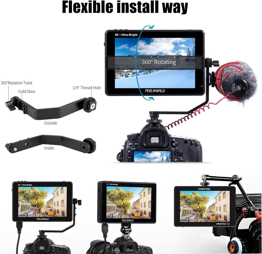 Feelworld LUT7 7 Zoll 1920x1200 IPS 4K Touchscreen 2200nit Ultra Bright DSLR-Kamera Feldmonitor Unte