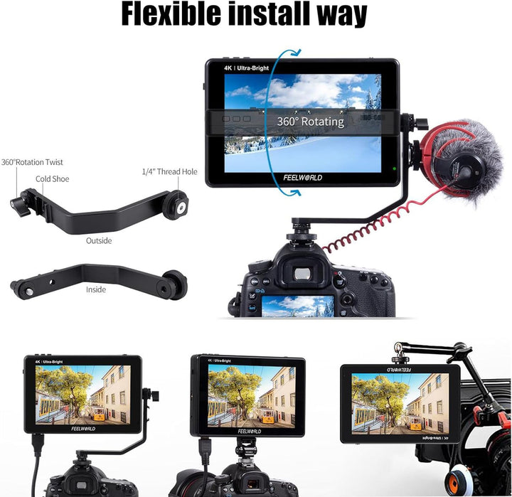 Feelworld LUT7 7 Zoll 1920x1200 IPS 4K Touchscreen 2200nit Ultra Bright DSLR-Kamera Feldmonitor Unte