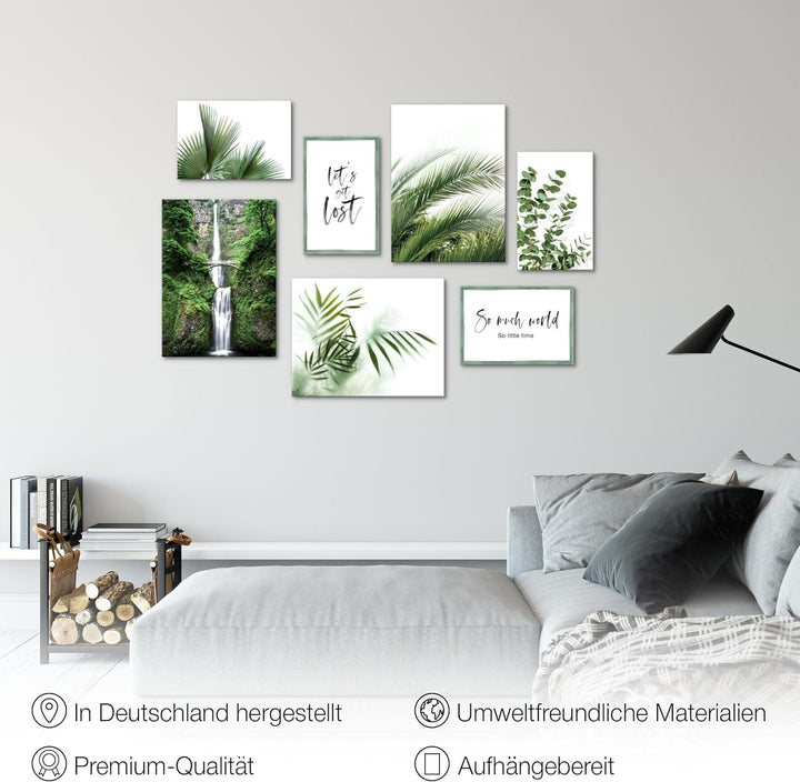 Novart Wandbilder Grüne Blätter Pflanze - KOMPLETT AUFHÄNGFERTIG - Natur Wohnzimmer Schlafzimmer- 7