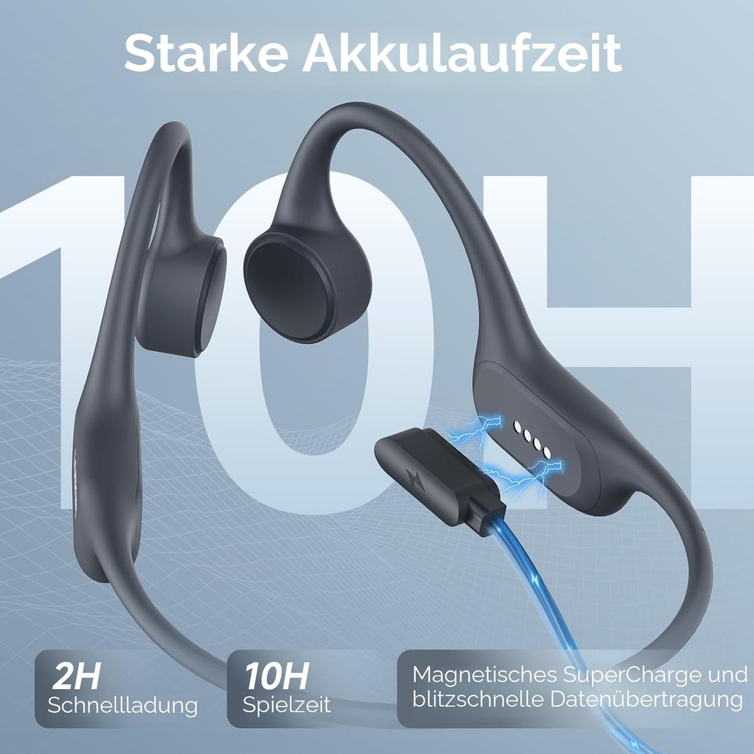 LOBKIN Knochenschall Kopfhörer Schwimmen,IP68 Wasserdicht Bluetooth 5.4 Open Ear Knochenschall Kopfh