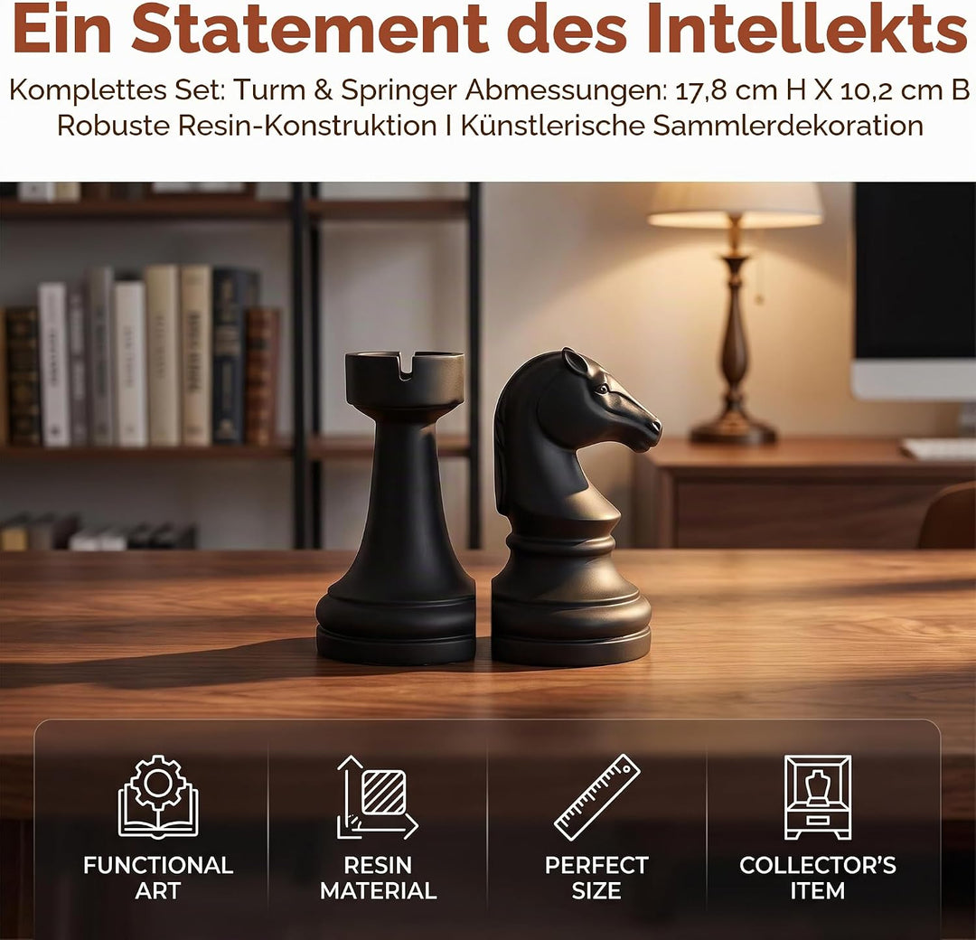 Dekorative Buchstützen, Schach-Buchstützen, Schwarze Buchstützen, einzigartige Buchstützen, Dekorati
