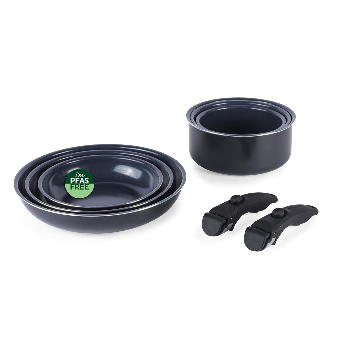 Russell Hobbs RH03321EU7 Smart Clip Topf- und Pfannenset – 8-teilig, Keramikbeschichtung, abnehmbare