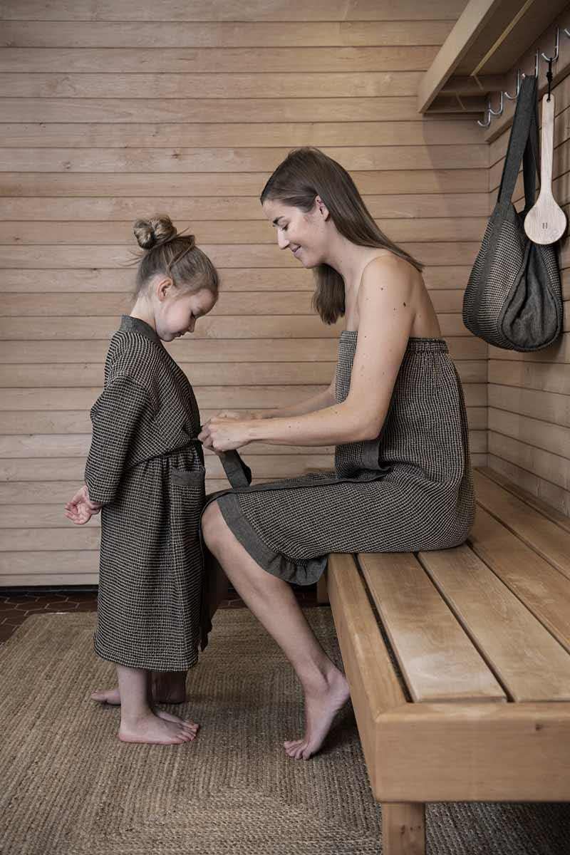 Rento Hüfttuch Sauna Kilt, Farbe schwarz/Natur