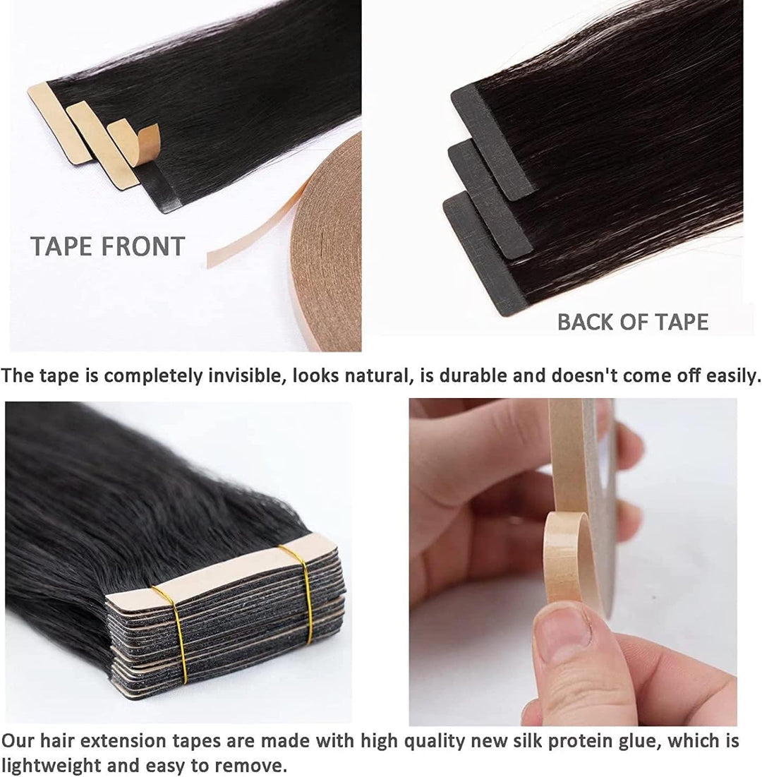 HotLulana Tape Extensions Echthaar Dunkelrotbraun Extensions Echthaar 14zoll/35cm 40g Invisible Remy