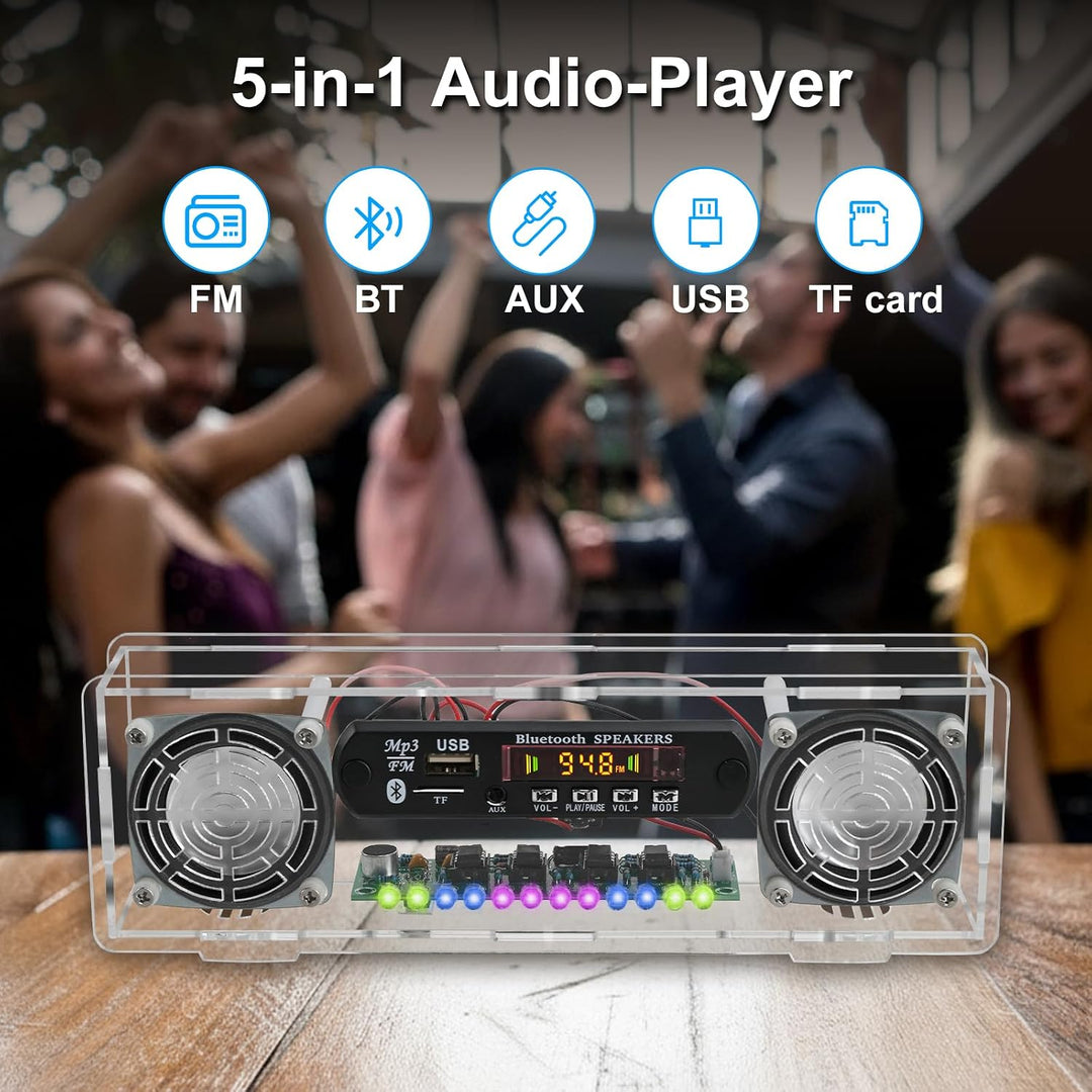 DIY Bluetooth Lautsprecher &amp; FM Radio Lötbausatz, Elektronik Lernset Bausatz mit 3W+3W Stereo-Verstä