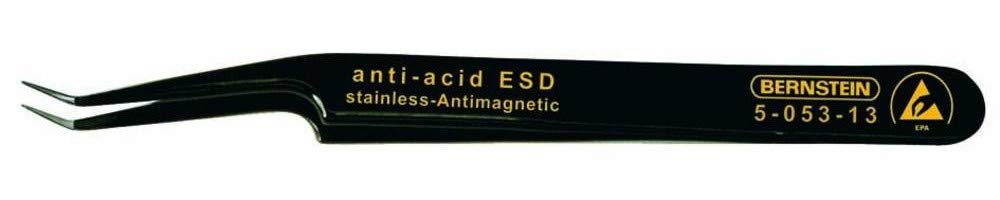 BERNSTEIN ESD SMD Pinzette 110 mm Form 5abb Edelstahl Winkel 30° sehr fein, ableitfähig
