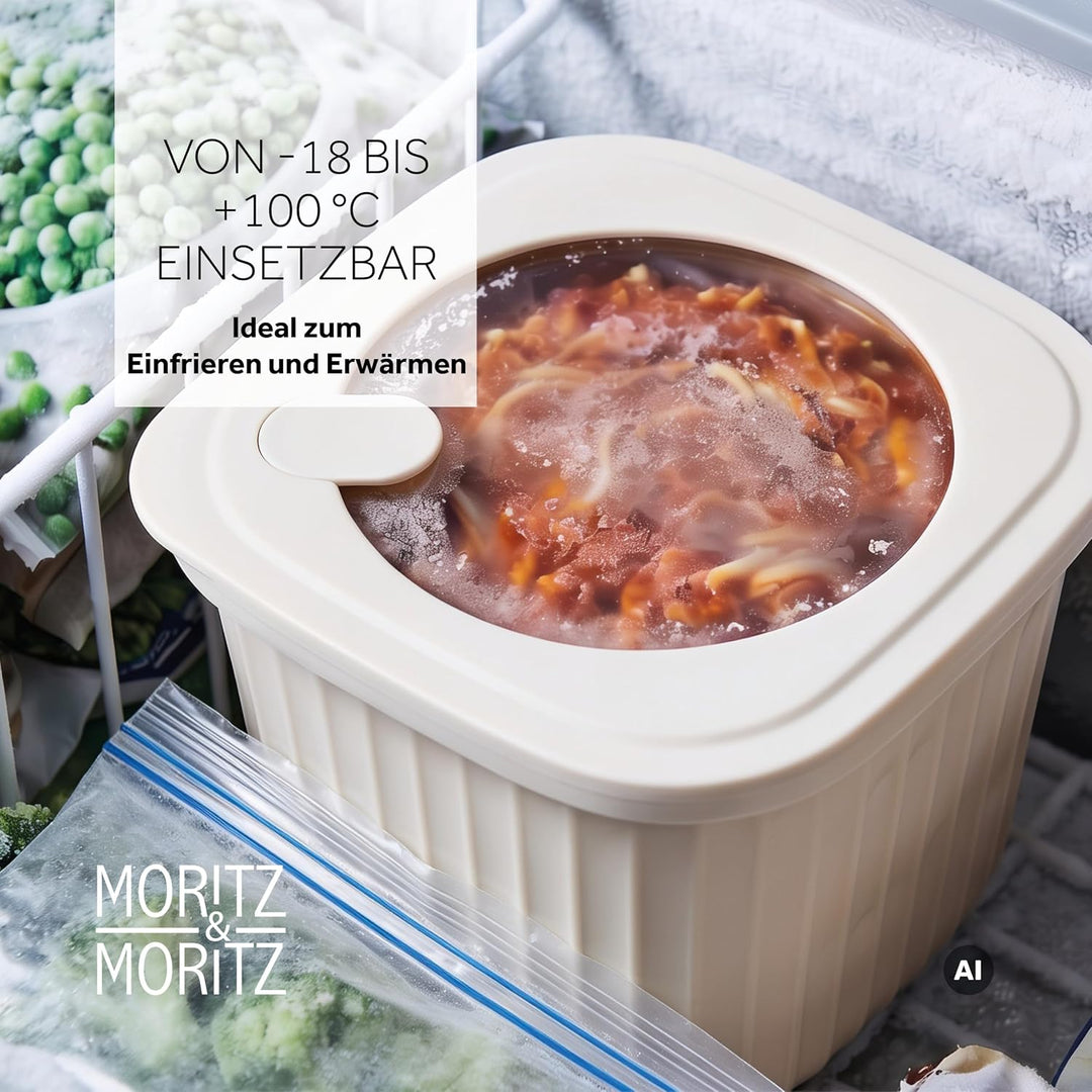 Moritz &amp; Moritz Vorratsdosen 4er Set luftdicht mit Deckel quadratisch creme