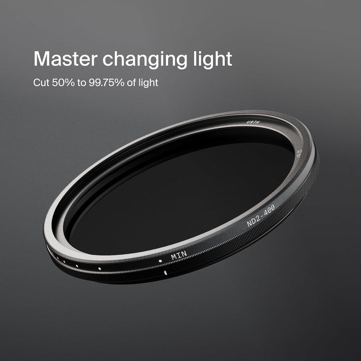 Urth 49 mm Variabler Graufilter ND2-400 (1-8.6 Stop) ND Filter, 49 mm