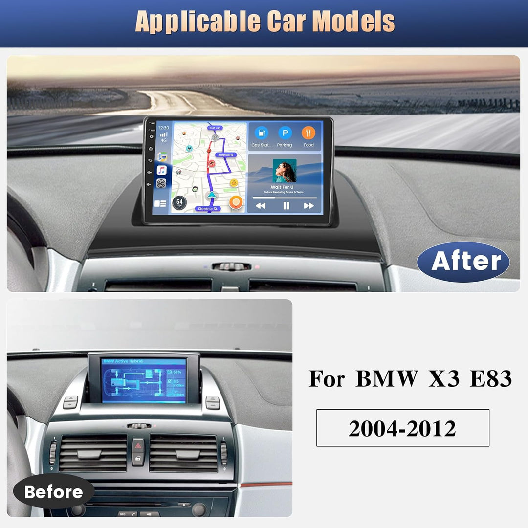 [8Cores 2G+64G] Hikity Autoradio Navi Für BMW X3 E83 2004-2012 Android 15 Touch Display mit FM RDS 3