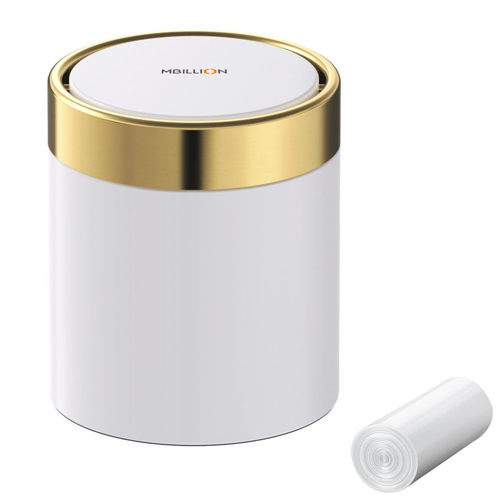 Mbillion Mini-Mülleimer mit Deckel, niedlicher Tisch-Mülleimer aus Metall, Edelstahl, 1,5 l, Abfalle