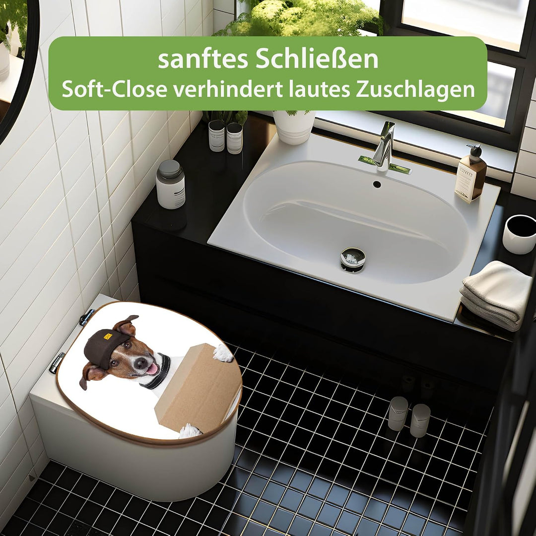 banjado Design WC Sitz Bambus Absenkautomatik 45,8x37,5cm - Toilettendeckel mit Absenkautomatik Holz