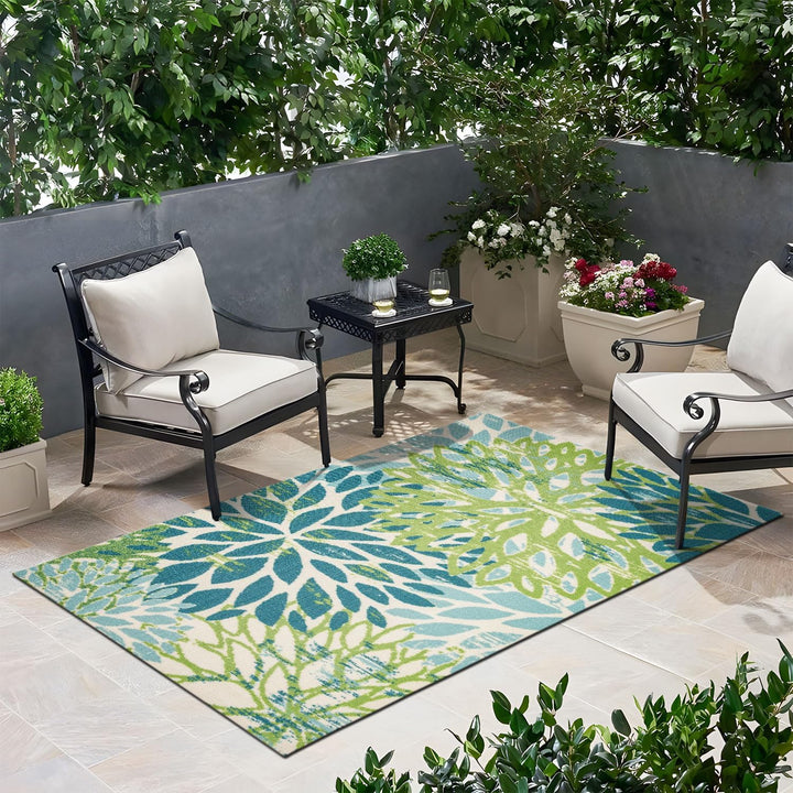 TALETA Kleiner Teppich Outdoor, Teppich für Balkon, Outdoor Teppich grün, Outdoorteppich für Terrass