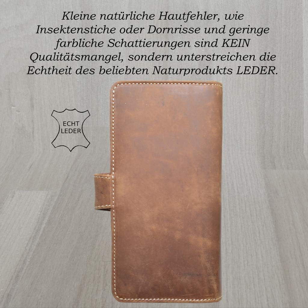 flevado Echt-Leder Herren Damen Organizer Reisebrieftasche Kredit Kartenetui Reise Travel Wallet Her