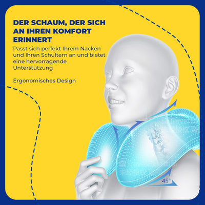 Travel Blue Reisekissen Memory Foam - Ergonomisches, Leichtes Nackenkissen für Flugzeug, Auto, Büro