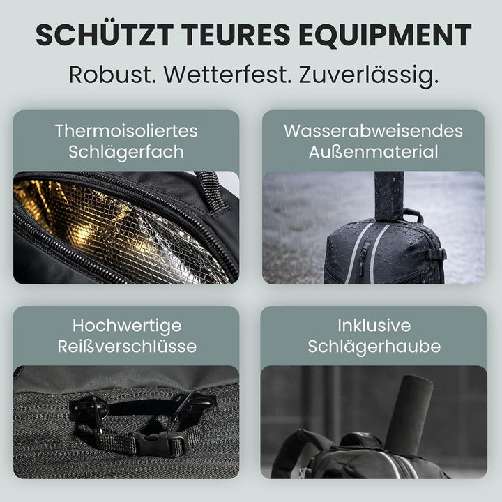 Otaro Tennisrucksack mit Schuhfach (Für 2 Tennisschläger) Inkl. Separierten Schuhfach & Schlägerschu