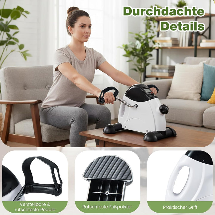 GYMAX Mini-Heimtrainer, Beintrainer mit Widerstandsregler & LCD-Anzeige, pedaltrainer für Arme & Bei