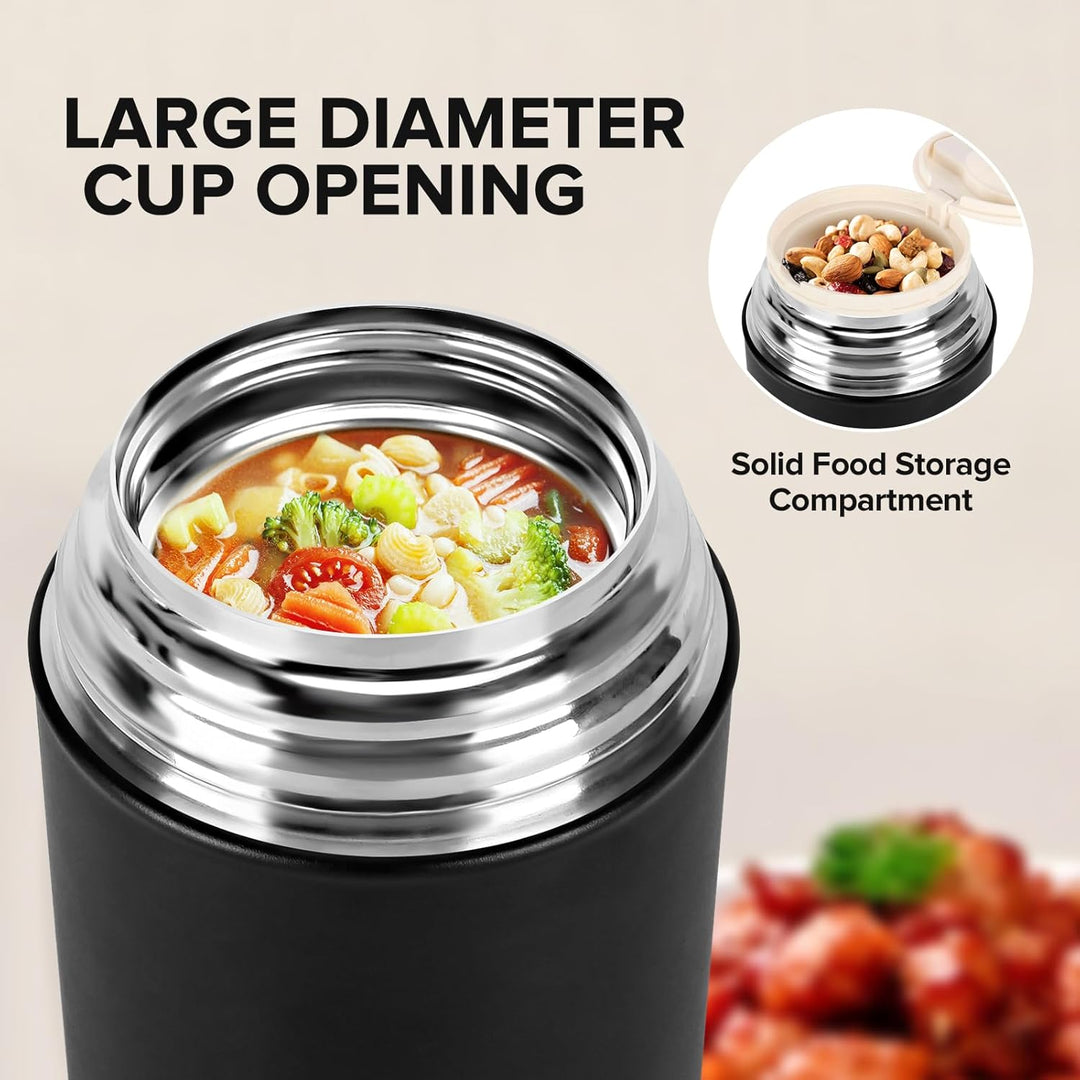 TSAKBAM Thermobehälter für Essen 1050ml, Edelstahl Thermobecher Essen mit Löffel und Henkel, Warmhal
