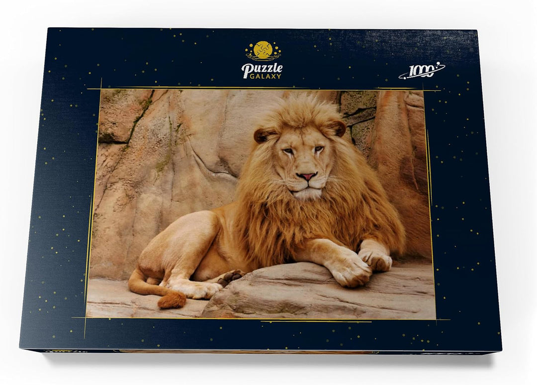 EIN Löwe entspannt auf einem Stein - Premium 1000 Teile Puzzle - MyPuzzle Sonderkollektion von Puzzl