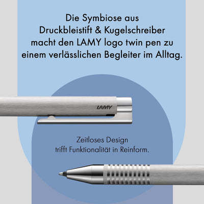 LAMY st twin pen Multifunktionsschreibgerät 645 – Schreiber aus Edelstahl mit integrierter Clip-Drüc