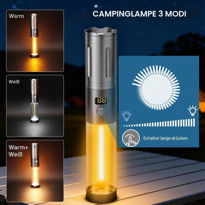 LeKaufen 2in1 Campinglampe und Taschenlampe, Camping Lampe Laterne LED Aufladbar, Campingleuchte Zel