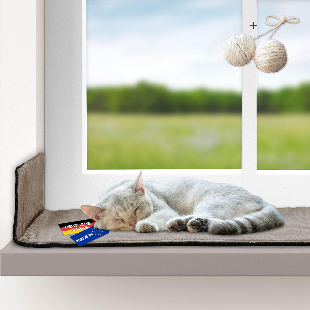 Rohrschneider Katzen Fensterliege | selbstwärmende Katzendecke | Made in EU | Katzenkissen mit Rutsc