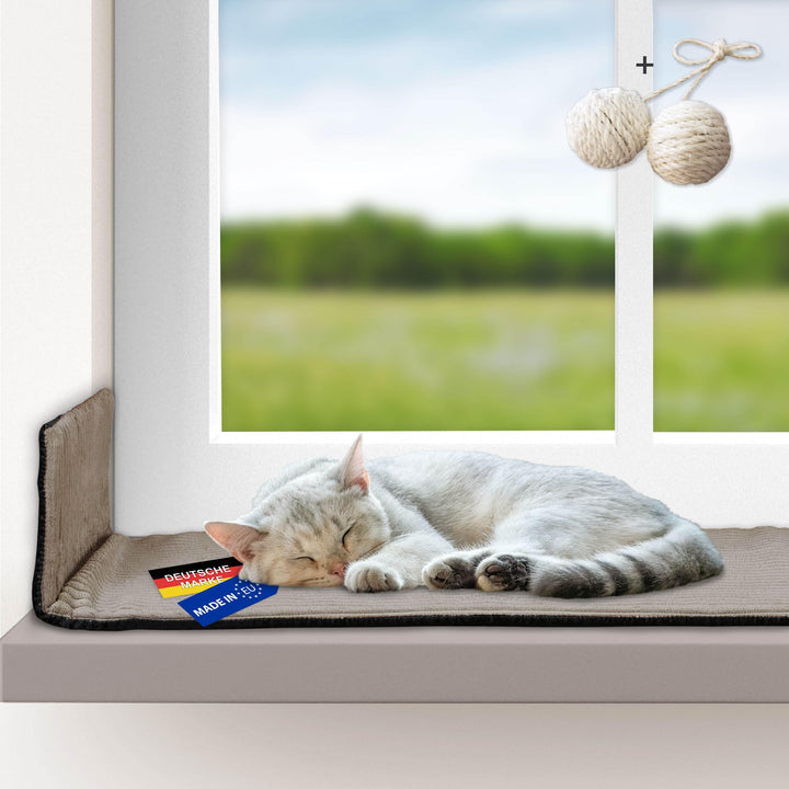 Rohrschneider Katzen Fensterliege | selbstwärmende Katzendecke | Made in EU | Katzenkissen mit Rutsc