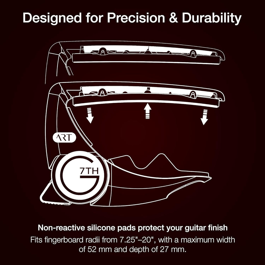 G7th 6635813 Performance 3 Capo mit ART (Steel String Satin Black), 63 g/2,2 Unzen. Unauffällig und