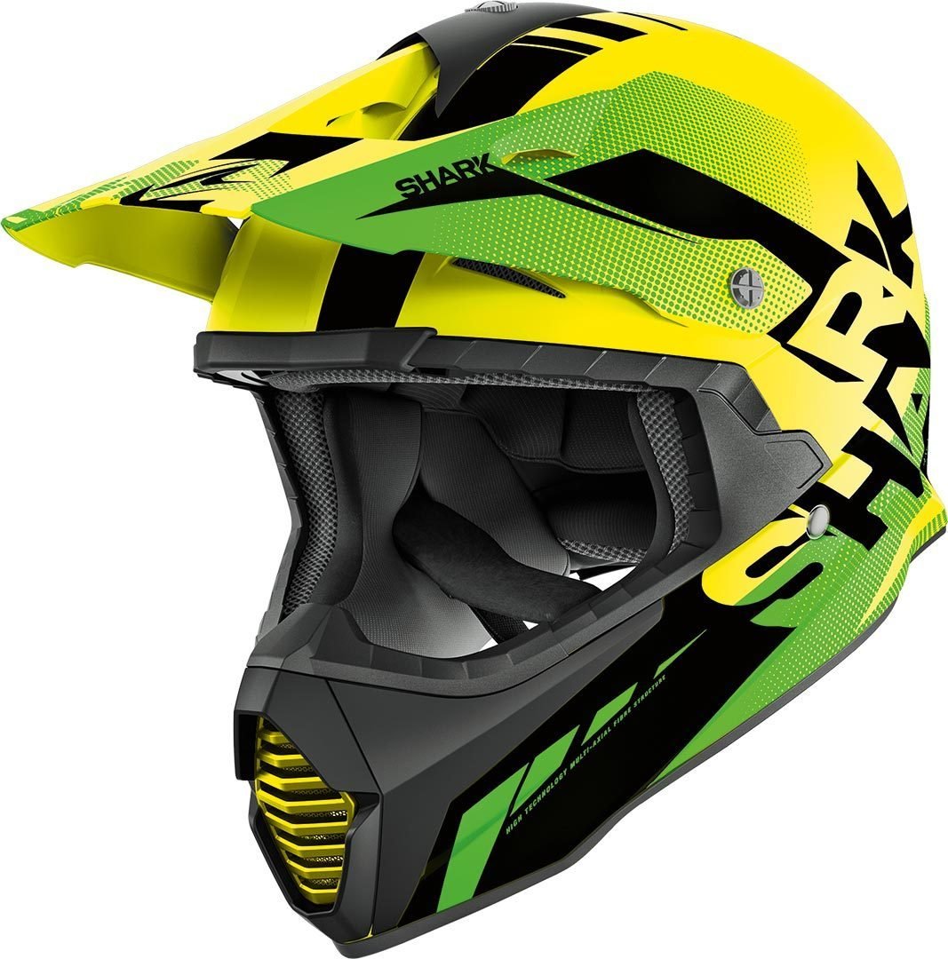 Shark Herren Anger YKG Motocrosshelm Varial Engel gelb und schwarz Grösse M, Jaune Noir M Jaune noir