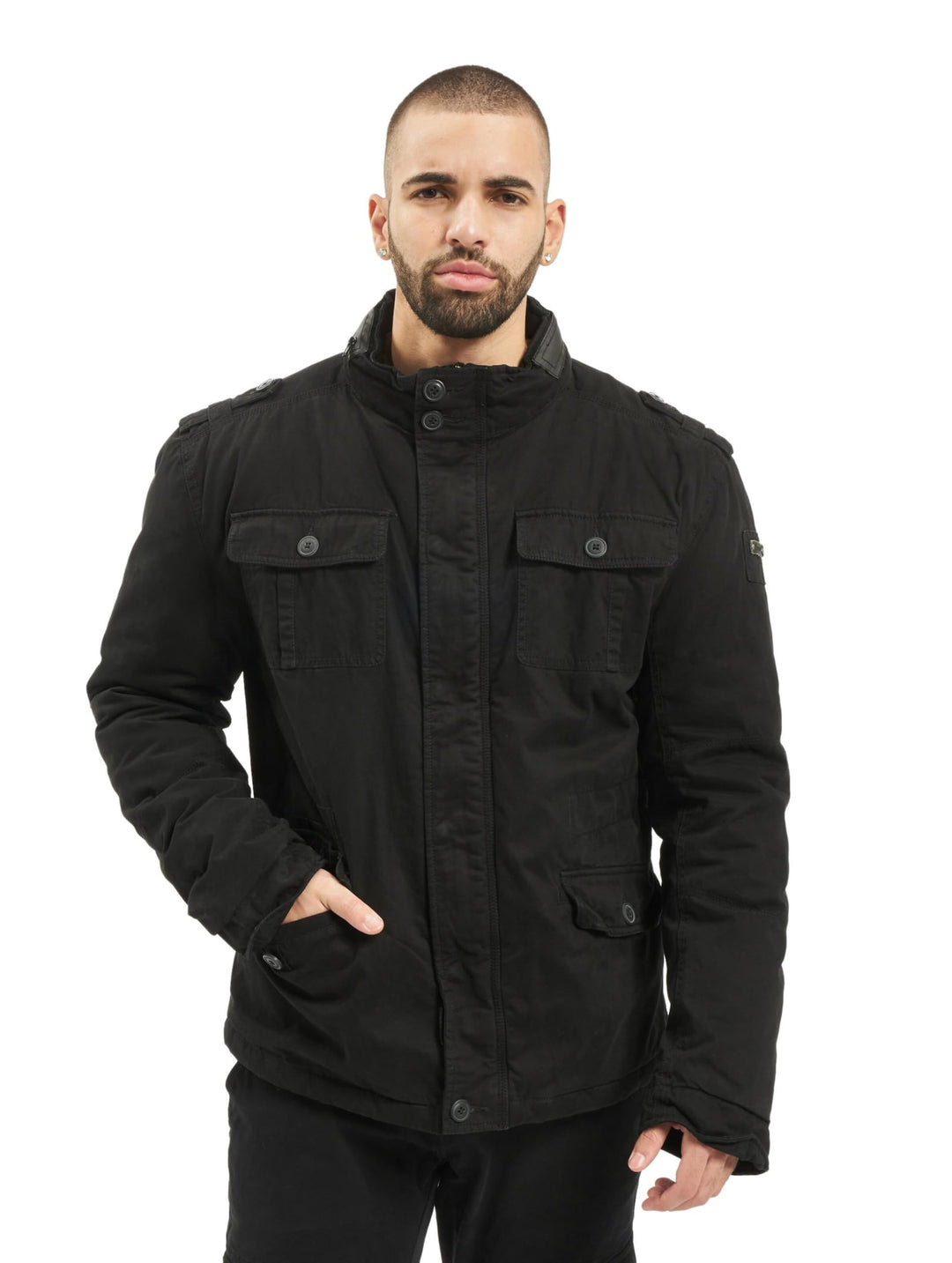 Brandit Winter-Jacket - Stylische Jacke für Herren mit versteckter Kapuze, Stehkragen und Baumwollfu