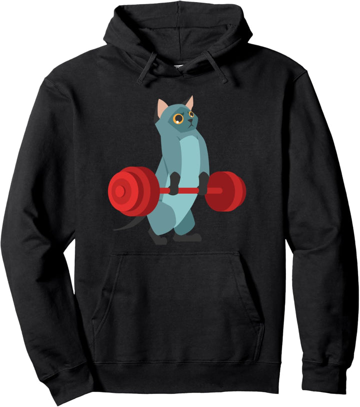 Katze Gewichtheben Fitness Pullover Hoodie
