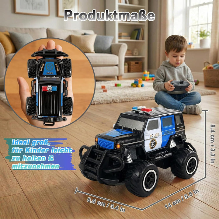 Pup Go Polizeiauto Ferngesteuert mit Licht für Kind 3-9 Jahr, Nikolaus Geschenke für Jungen, Robust