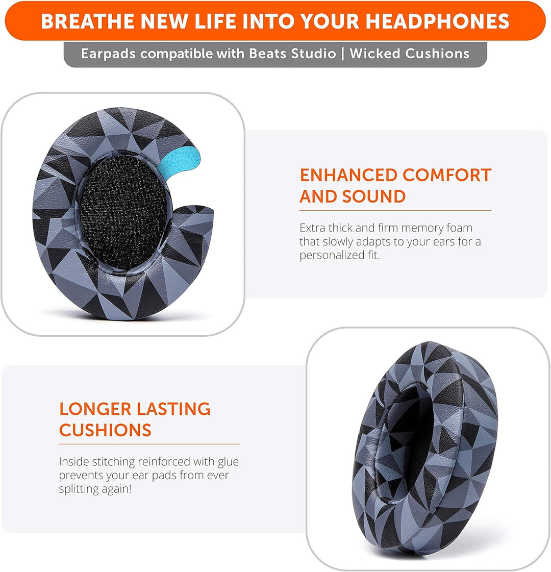 WC Wicked Cushions Ersatz-Ohrpolster für Beats Studio 2 & 3 (B0501, B0500) Wired & Wireless | Passt