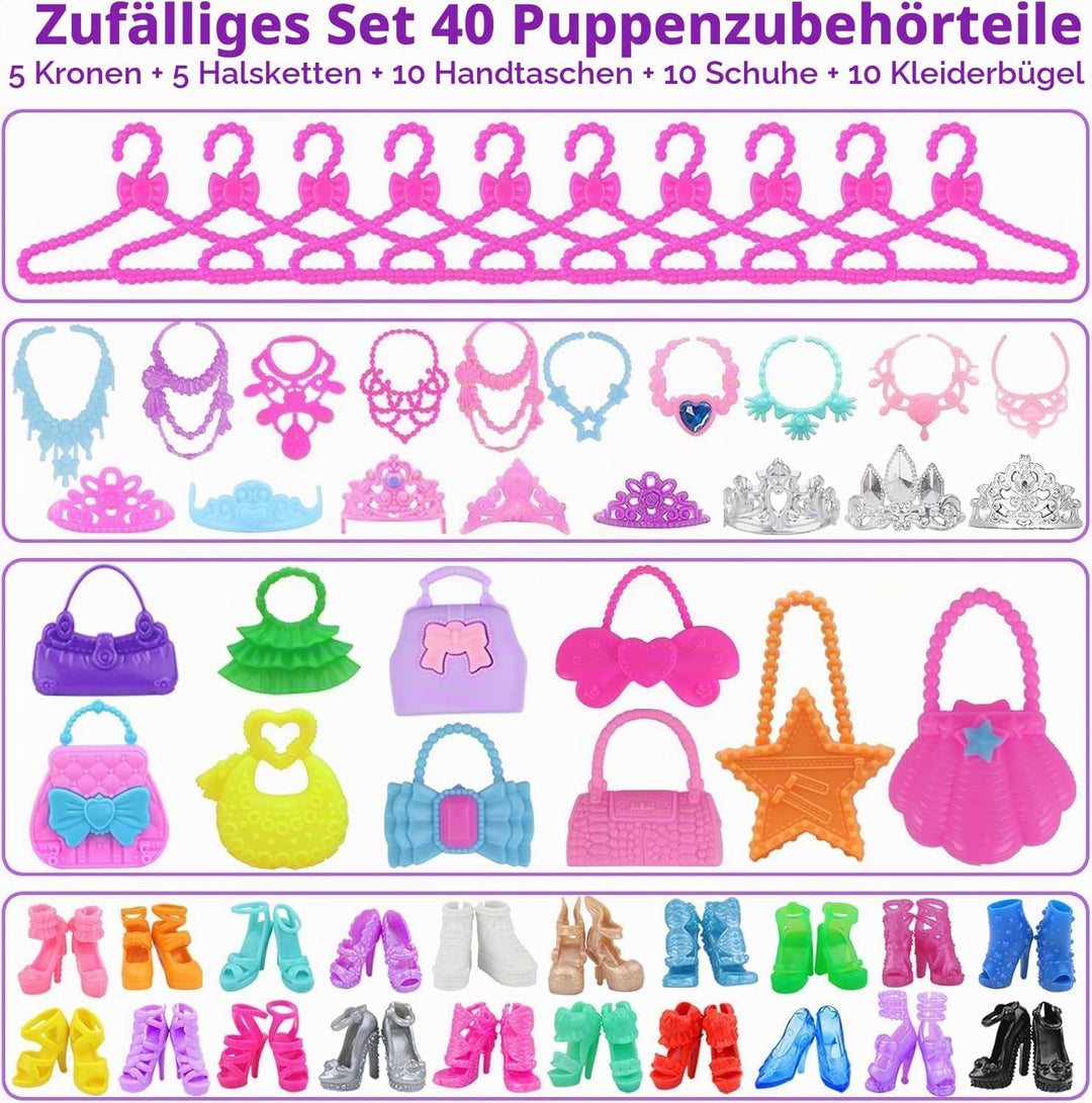 83 Teile Puppenkleidung Puppenzubehör Kleiderschrank für 11,5 Zoll Puppe Dress Up Set mit Koffer, Kl