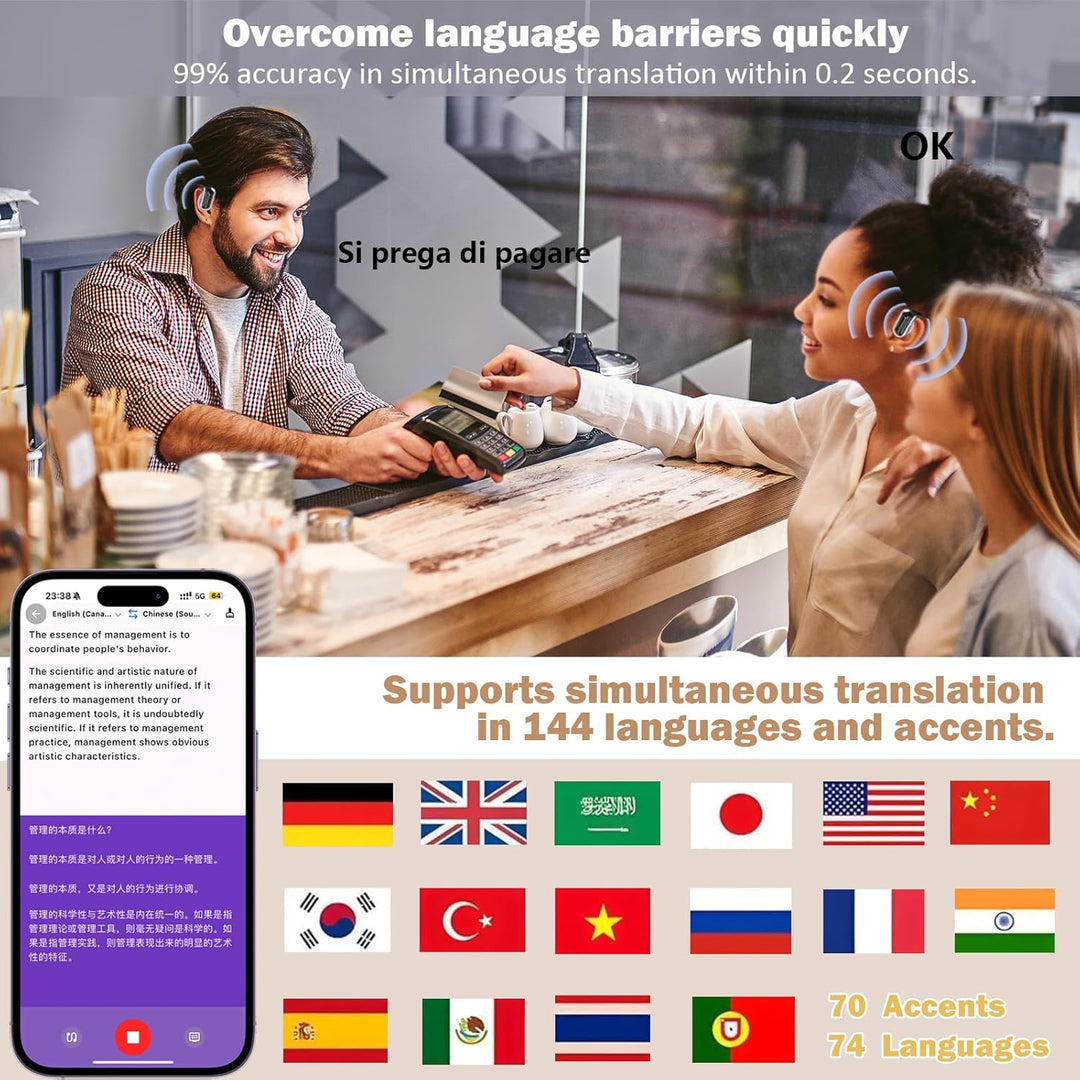 Ki übersetzer kopfhörer - Übersetzungskopfhörer Echtzeit,4-in-1 Echtzeit übersetzer Ohrhörer mit 144