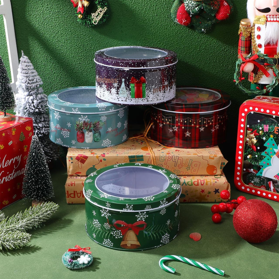 Cabilock 4stücke Keksdose Weihnachten Plätzchendose: Metall Blechdose Mit Deckel Weihnachtskekse Gro