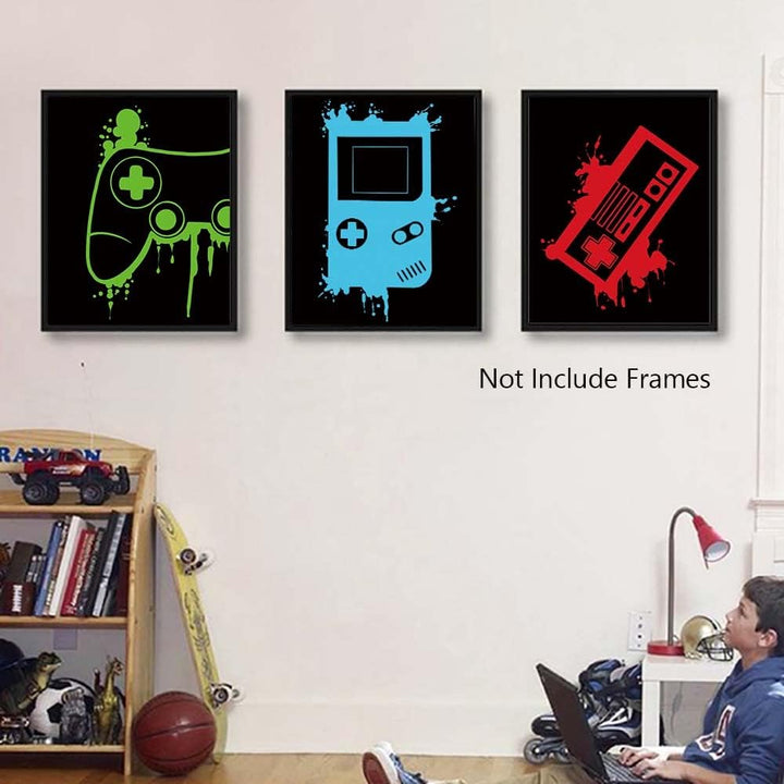 ANHUIB Videospiel-Kunstdruck, Aquarell-Gaming-Themen-Poster, 4er-Set (20,3 x 25,4 cm, ungerahmt), pe