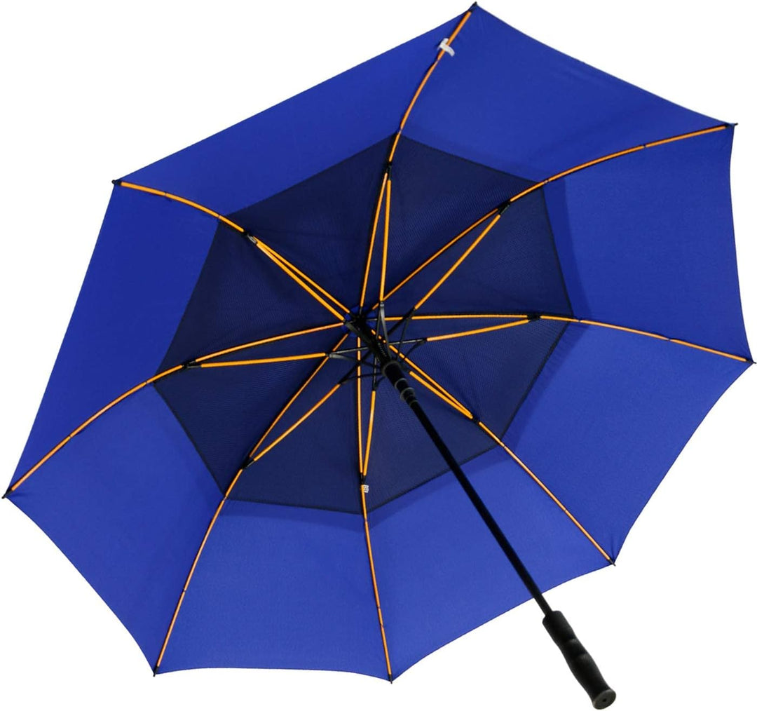 Falcone Parapluie de golf homme à ouverture automatique - Résistant au vent Bleu baleines oranges Re