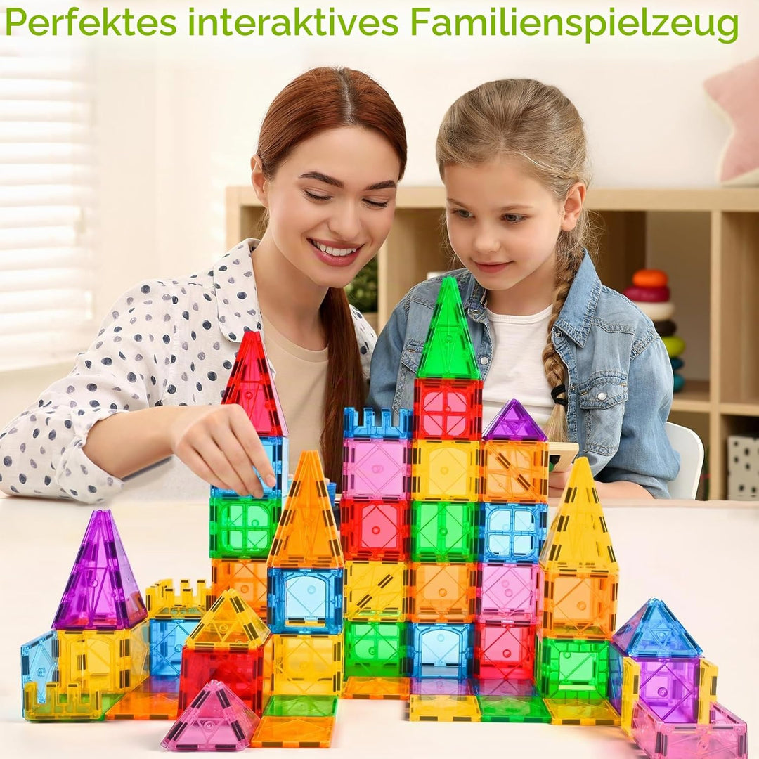 Katiago Magnetische Bausteine, 64 Teile Magnet Bausteine Spielzeug Kinder 3D Farbenfrohe Starterset