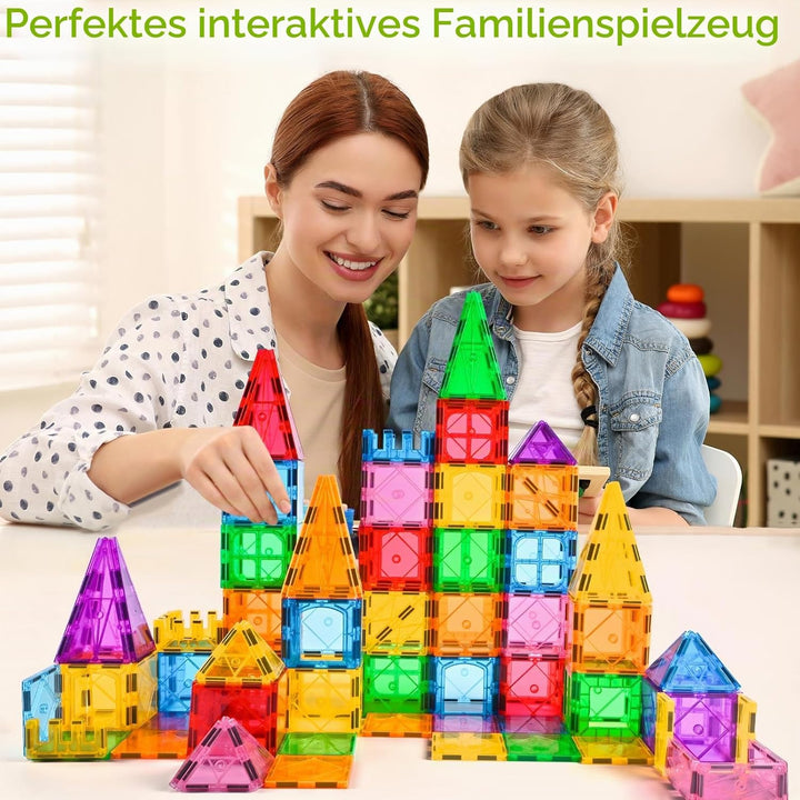 Katiago Magnetische Bausteine, 64 Teile Magnet Bausteine Spielzeug Kinder 3D Farbenfrohe Starterset