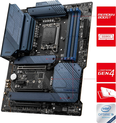 MSI MAG Z690 TORPEDO Gaming Mainboard ATX, unterstützt Intel Prozessoren der 12. Generation, LGA 170