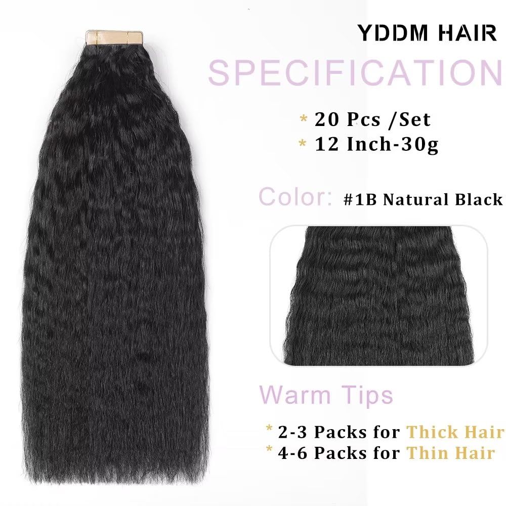 YDDM Schwarze Frauen tape extensions echthaar schwarz Kinky Straight Tape in haarverlängerung echtha
