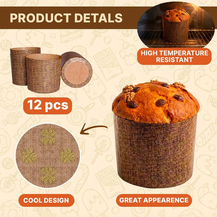 Panettone-Papierform 425 ml, gross, antihaftbeschichtet, B 12 x H 10,2 cm, Osterbrotform, Pascha-For