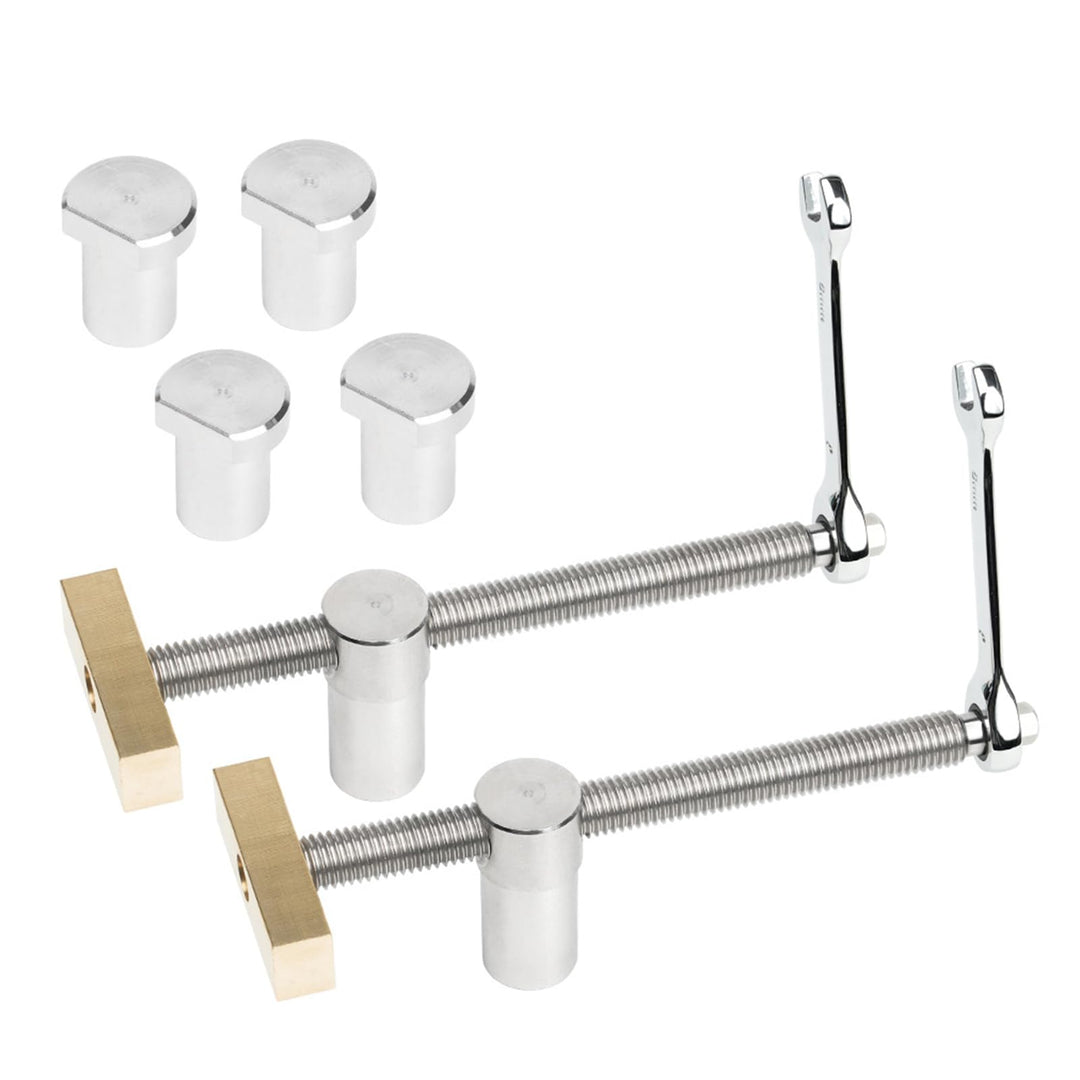 2 extra lange Tisch-Werkbank-Klemmen mit 4 Bank-Hunden für 20 mm Loch, DIY-Positionierung, Holzbearb